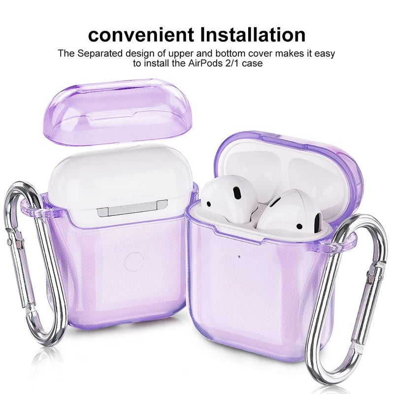 AIRSPO Airpods Case Cover, Clear Soft TPU Protective Cover Compatible with Apple AirPods 1/2 Wireless Charging Case with Keychain (Clear Purpl) - Image 5